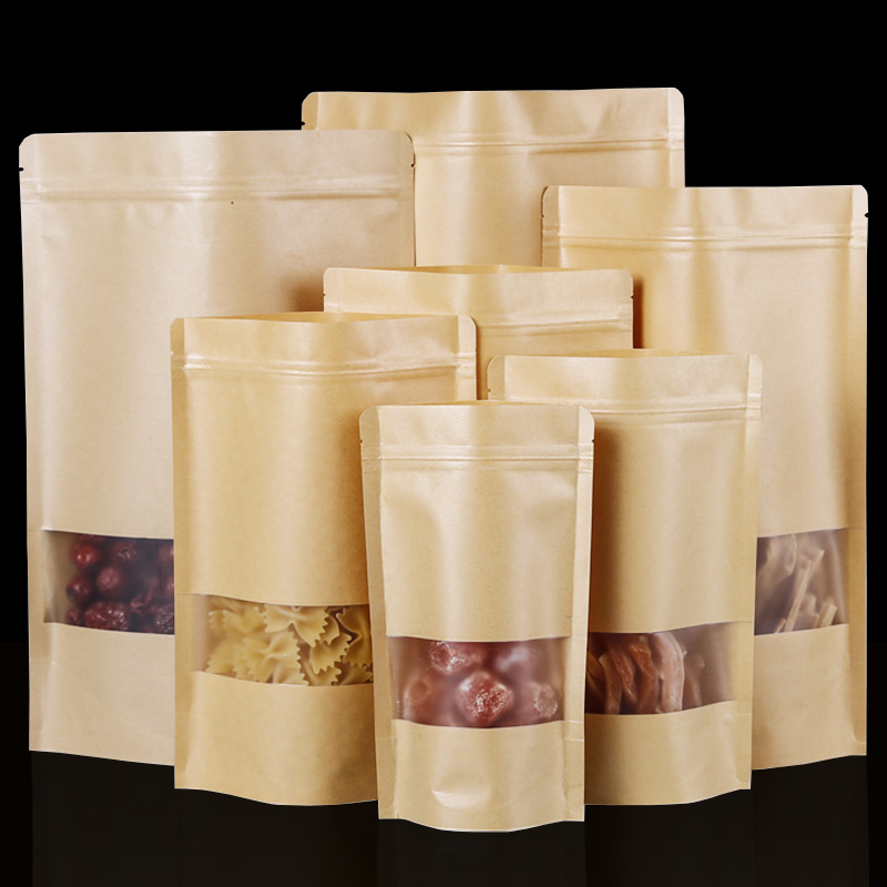 Food Snacks Packets - 100 pièces marron Doypack Kraft emballage