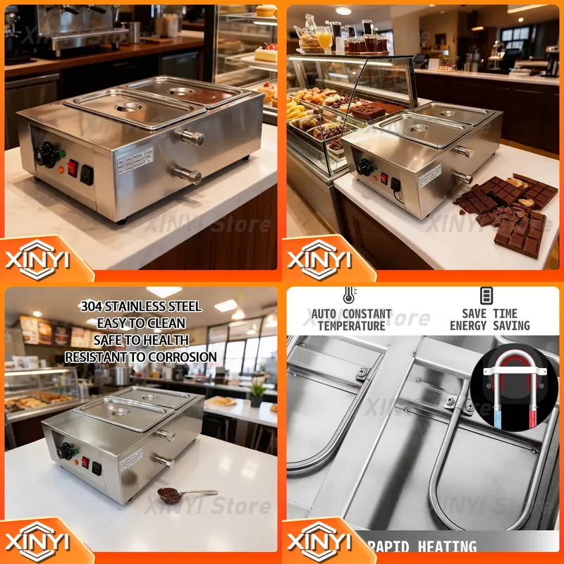 Snacks Food Warmer - Chauffe-chocolat électrique en acier inoxydable 1-6