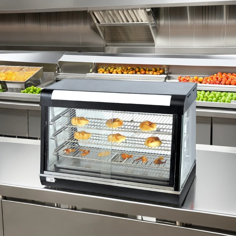 Snacks Food Warmer - Présentoir de chauffe-aliments en verre Commercial,